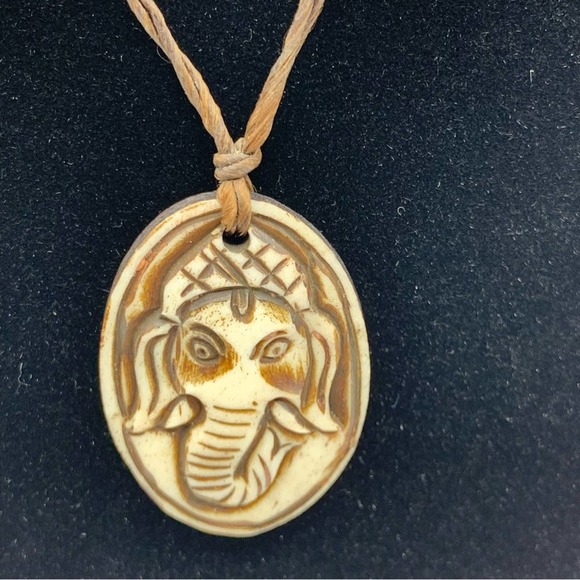 White Ganesh Bone Pendant Necklace - Picture 11 of 11